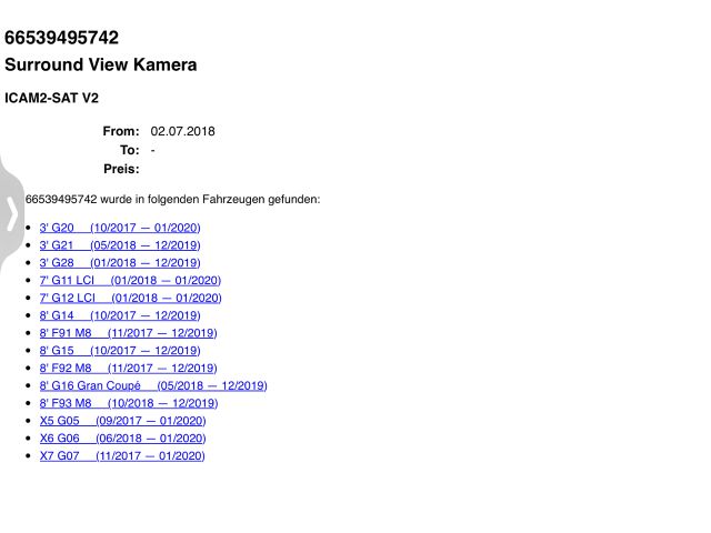 bontott BMW 3 G20-G80 Tolatókamera