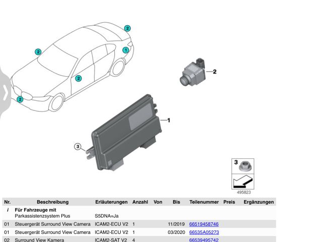 bontott BMW 3 G20-G80 Tolatókamera