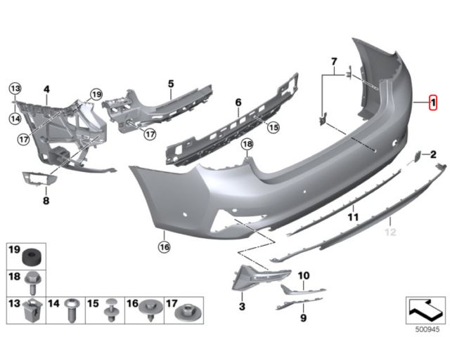 bontott BMW 3 G21, G81 Hátsó Lökhárító (Üresen)