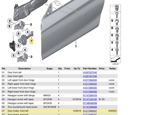 bontott BMW 4 Bal első Ajtóhatároló