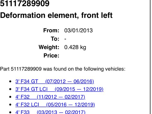 bontott BMW 4 Bal első Lökhárító Merevítő Tartó (Fém)