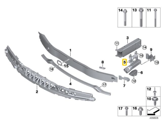 bontott BMW 4 Bal első Lökhárító Merevítő Tartó (Fém)