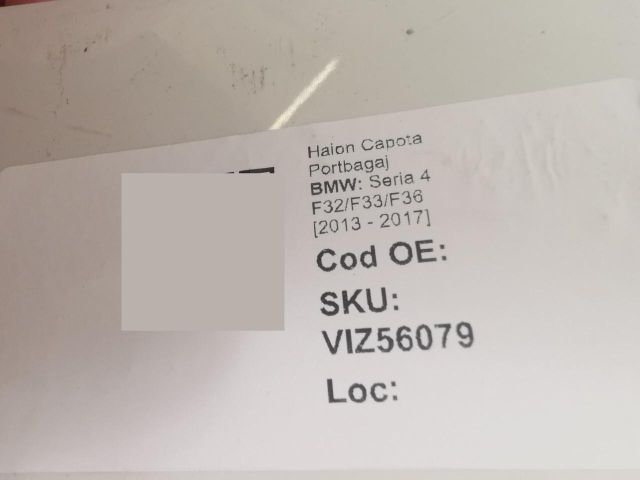 bontott BMW 4 Csomagtérajtó (Üres lemez)