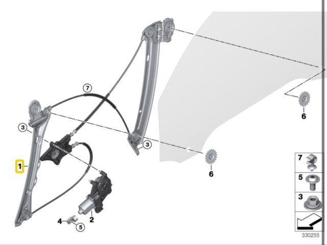bontott BMW 4 Jobb első Ablakemelő Szerkezet (Elektromos)