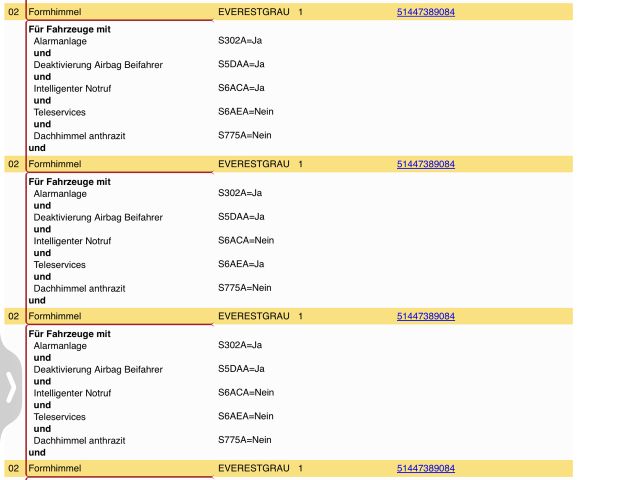 bontott BMW 4 Tetőkárpit
