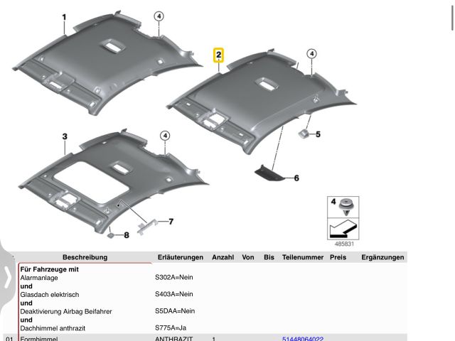 bontott BMW 4 Tetőkárpit