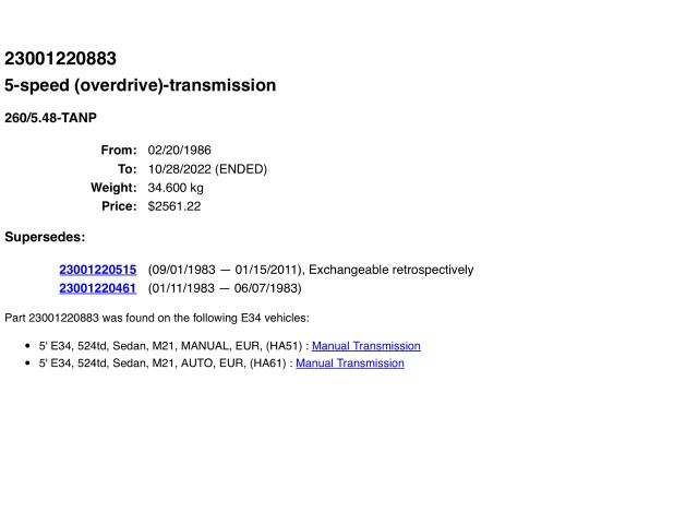 bontott BMW 5 E34 Váltó (Mechanikus)