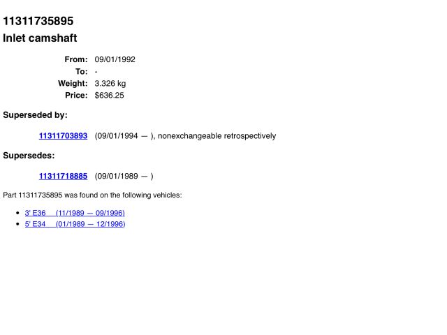 bontott BMW 5 E34 Szívó Vezérműtengely