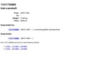 bontott BMW 5 E34 Szívó Vezérműtengely