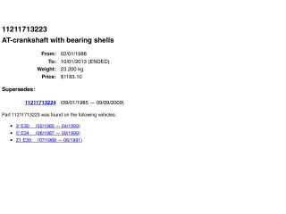 bontott BMW 5 E34 Főtengely (Magában)