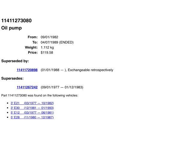 bontott BMW 5 E34 Olajszivattyú