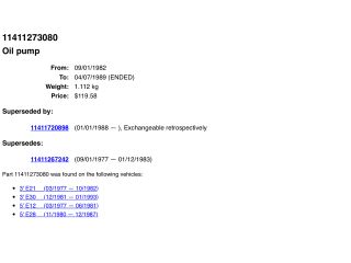 bontott BMW 5 E34 Olajszivattyú