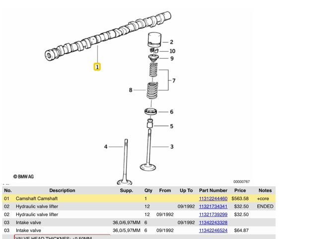 bontott BMW 5 E34 Vezérműtengely (Magában)