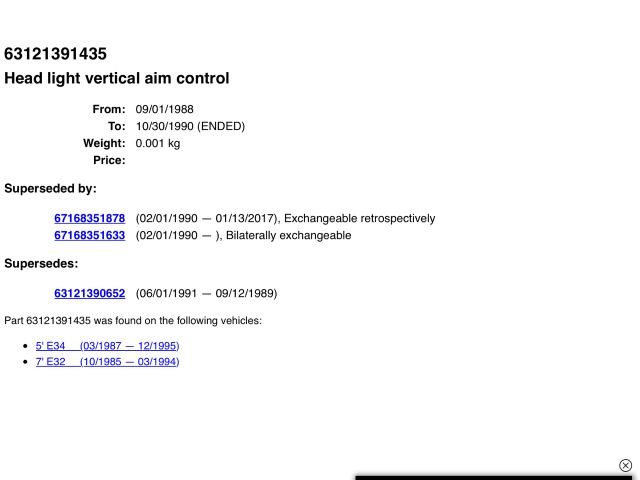 bontott BMW 5 E34 Fényszórómagasság Állító Motor (Pozíciófüggetlen)
