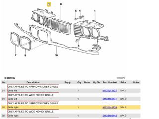 bontott BMW 5 E34 Hűtőrács