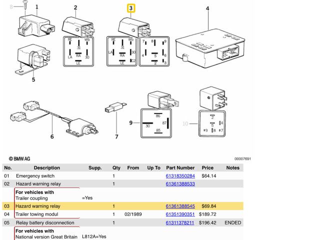 bontott BMW 5 E34 Relé