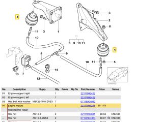 bontott BMW 5 E39 Motor Tartó Bak (Pozíciófüggetlen)