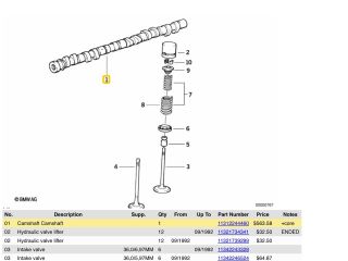 bontott BMW 5 E39 Vezérműtengely (Magában)