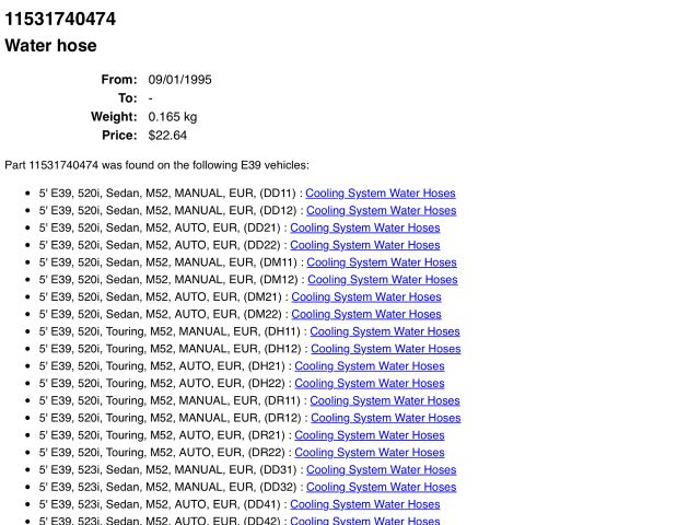 bontott BMW 5 E39 Vízcső