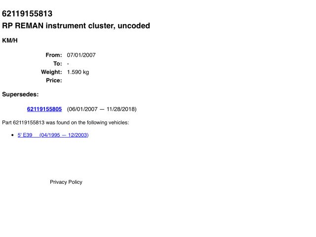 bontott BMW 5 E39 Kilométeróra