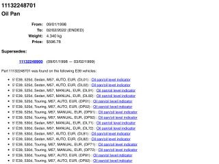 bontott BMW 5 E39 Olajteknő
