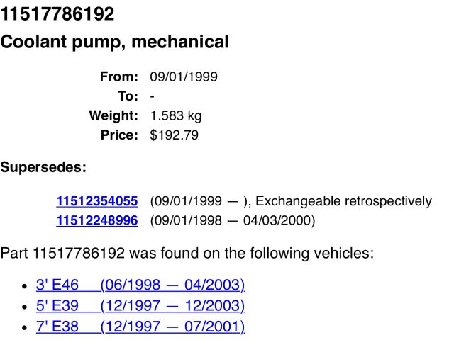 bontott BMW 5 E39 Vízpumpa