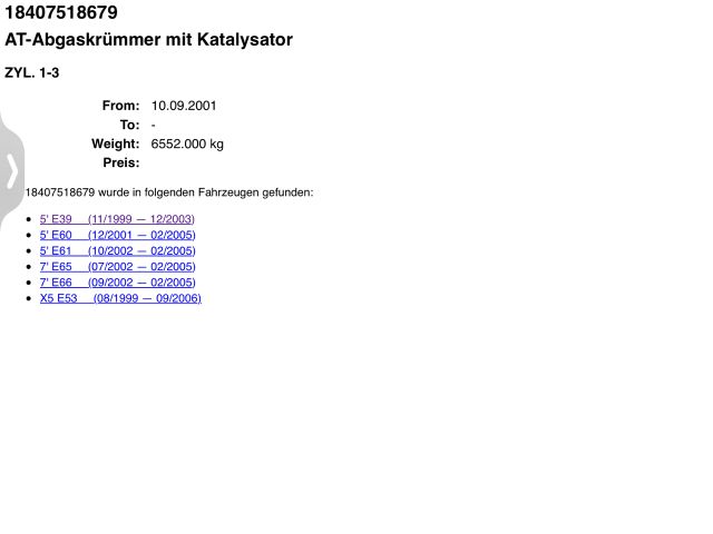 bontott BMW 5 E39 Katalizátor