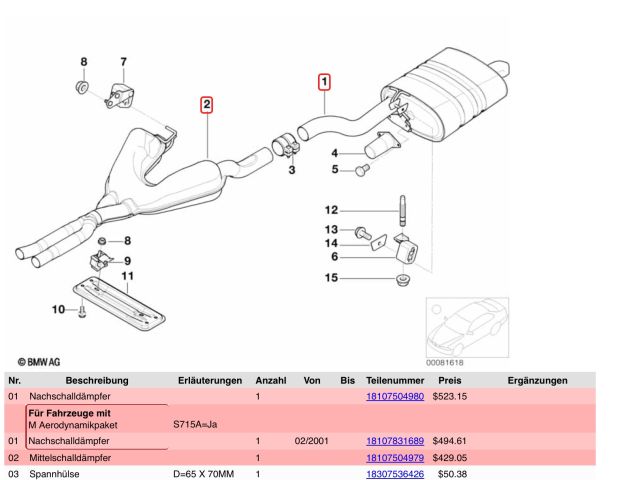 bontott BMW 5 E39 Komplett Kipufogó Rendszer