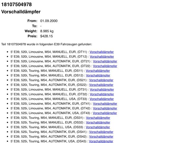 bontott BMW 5 E39 Komplett Kipufogó Rendszer