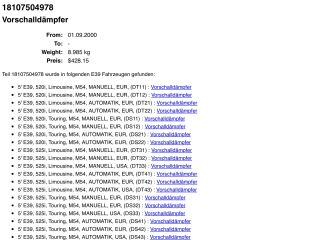 bontott BMW 5 E39 Komplett Kipufogó Rendszer
