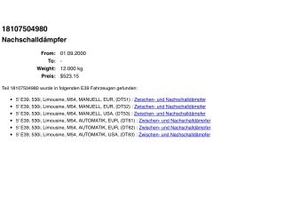 bontott BMW 5 E39 Komplett Kipufogó Rendszer