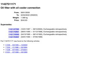 bontott BMW 5 E39 Olajszűrő Ház