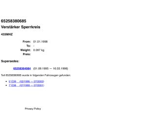 bontott BMW 5 E39 Antenna Erősítő