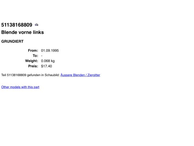 bontott BMW 5 E39 Bal Fényszóró Bajusz Díszléc