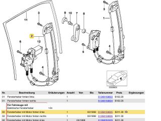 bontott BMW 5 E39 Bal hátsó Ablakemelő Szerkezet (Elektromos)