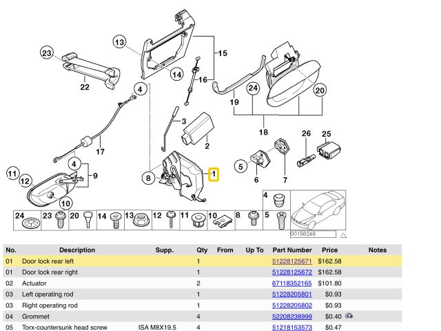 bontott BMW 5 E39 Bal hátsó Ajtózár
