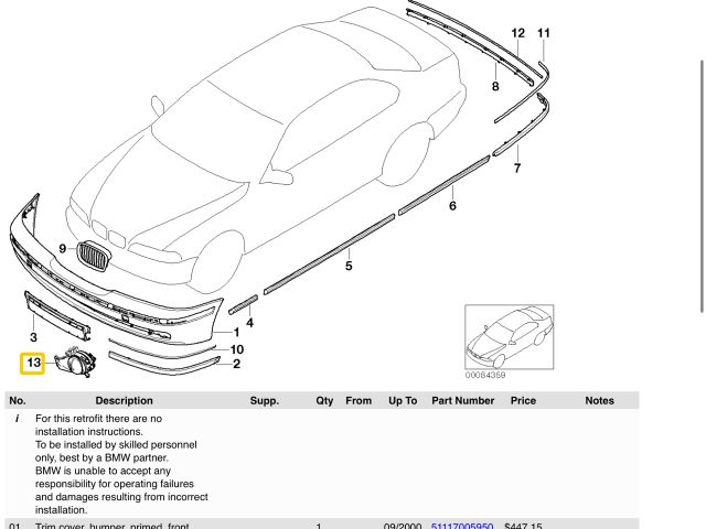 bontott BMW 5 E39 Bal Ködfényszóró