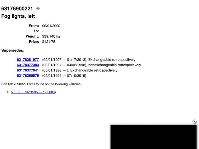 bontott BMW 5 E39 Bal Ködfényszóró