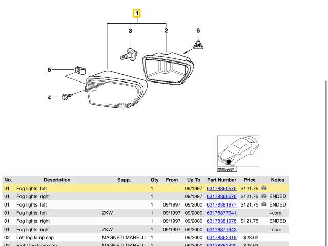 bontott BMW 5 E39 Bal Ködfényszóró