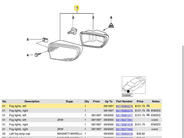 bontott BMW 5 E39 Bal Ködfényszóró