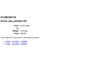 bontott BMW 5 E39 Bal Visszapillantó Tükör Burkolat