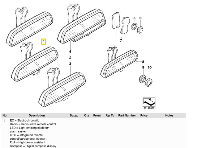 bontott BMW 5 E39 Belső Visszapillantó Tükör