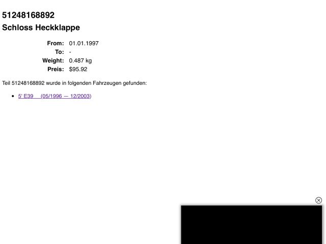 bontott BMW 5 E39 Csomagtérajtó Zárszerkezet