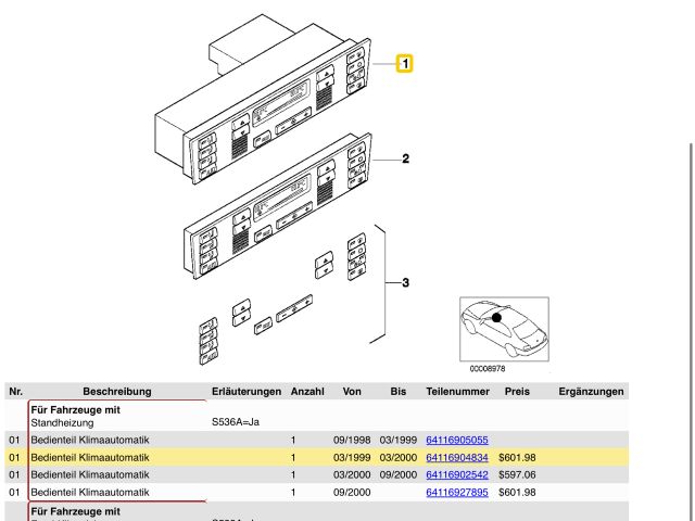 bontott BMW 5 E39 Fűtéskapcsoló (digit klímás)