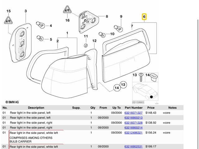 bontott BMW 5 E39 Jobb Belső Hátsó Lámpa