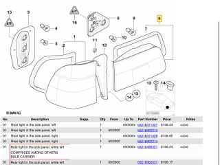 bontott BMW 5 E39 Jobb Belső Hátsó Lámpa