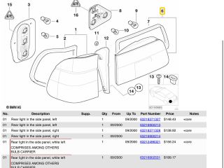 bontott BMW 5 E39 Jobb Belső Hátsó Lámpa
