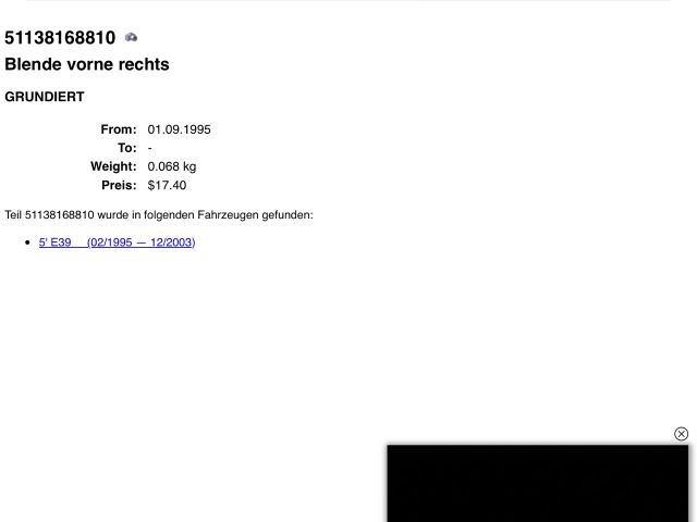 bontott BMW 5 E39 Jobb Fényszóró Bajusz Díszléc