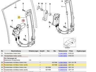 bontott BMW 5 E39 Jobb hátsó Ablakemelő Szerkezet (Elektromos)