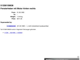 bontott BMW 5 E39 Jobb hátsó Ablakemelő Szerkezet (Elektromos)